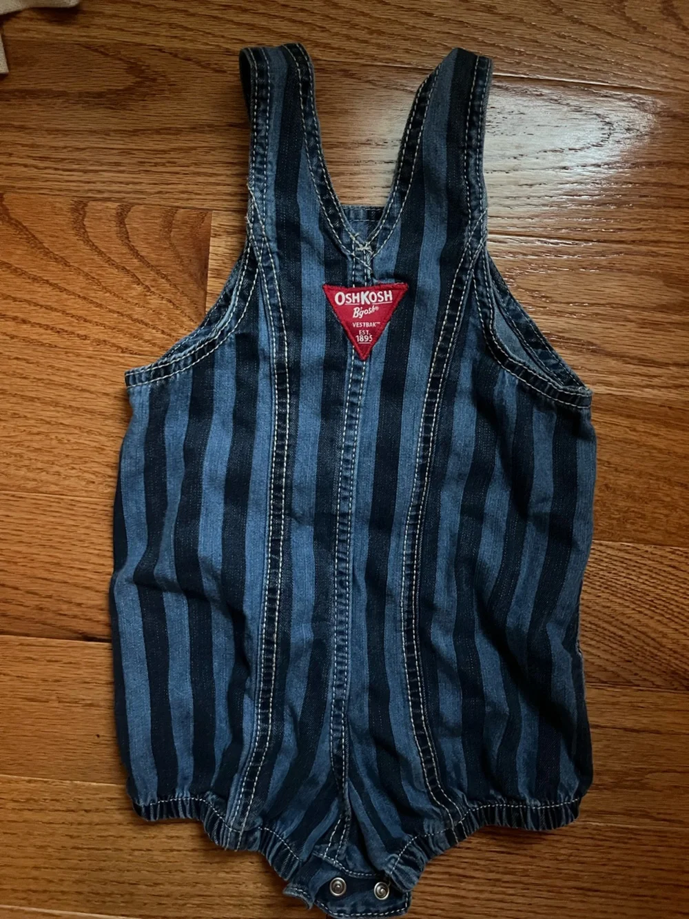 Carters/OshKosh Baby Striped Denim Shortall - Dark Wash 6M